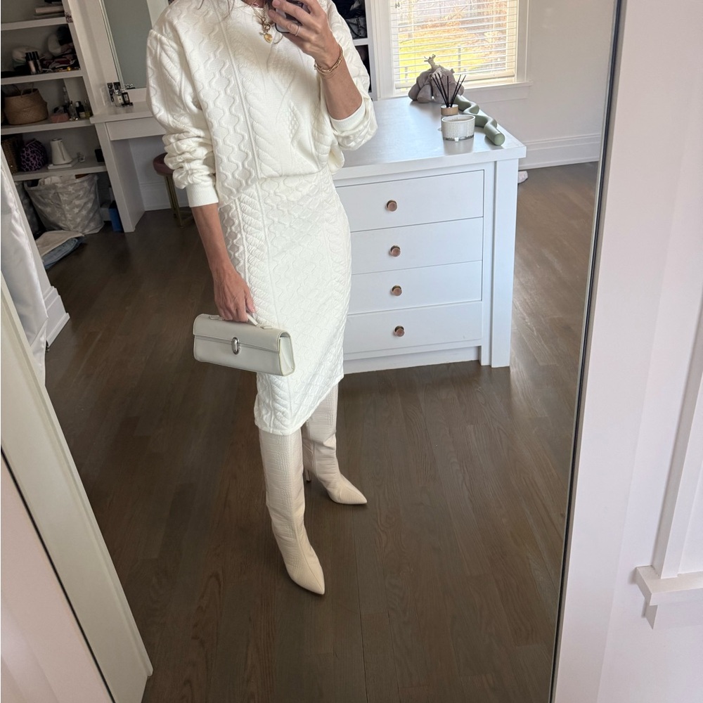 Zara Cream Cable Knit Pencil Skirt - Picture 3 of 5